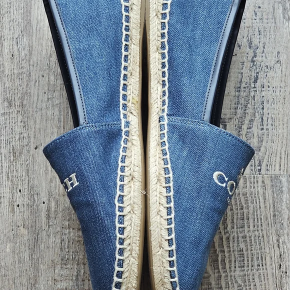 Women Coach Blue Espadrilles with Logo Embroidery - Picture 3 of 6